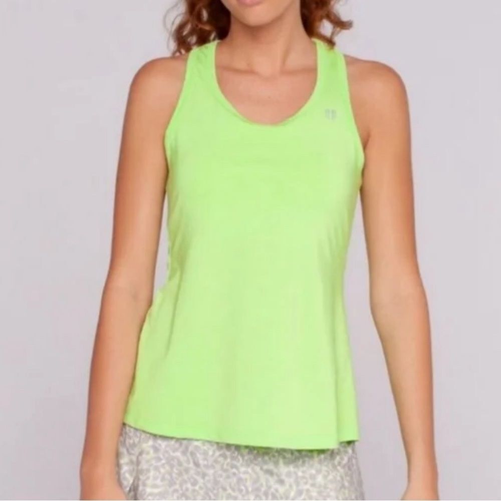 EleVen by Venus Williams neon pleated racerback active tank top size large